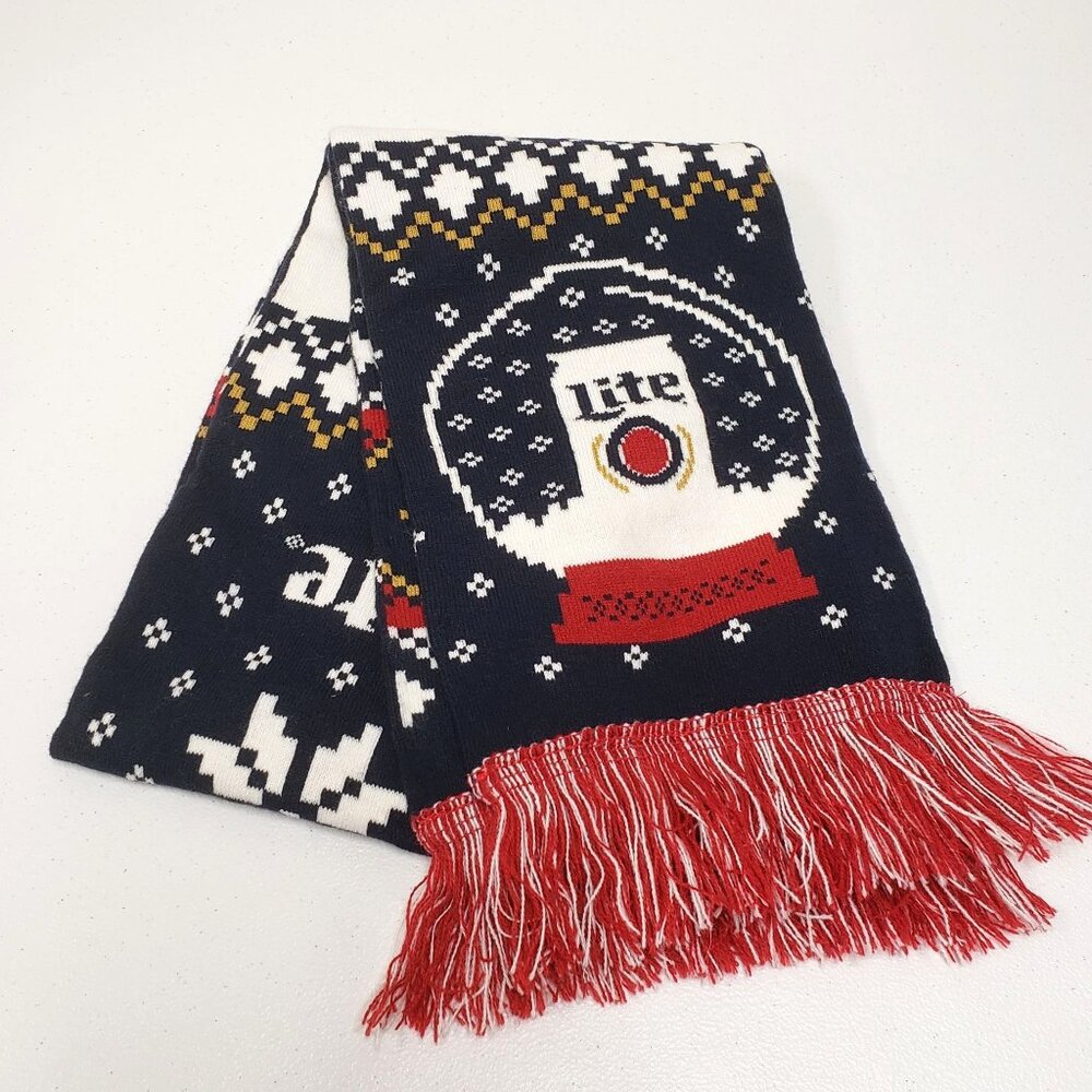 Miller Lite Beer Christmas Holiday Winter Scarf